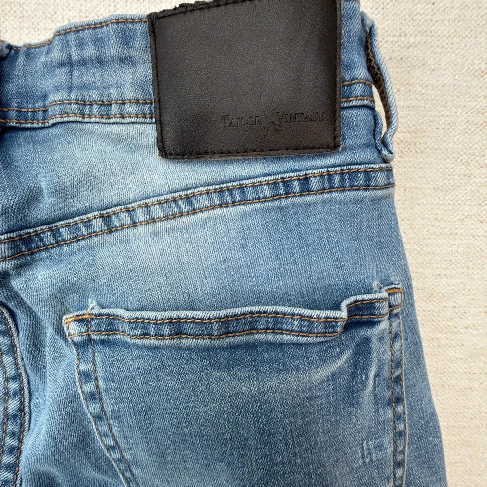 Tailor Vintage Canaan Jeans Mens 28x30 Slim Fit Comfort Stretch Blue Solid Denim